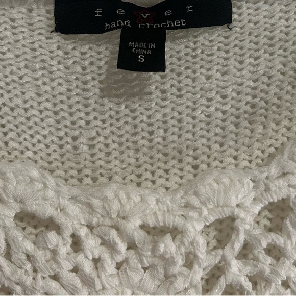 Fever Hand Crochet Women’s Ivory Acrylic Knit Top Sweater Sz. Small - Picture 6 of 9